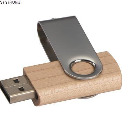 TWIST USB STICK with Light Wood Cover in Brown