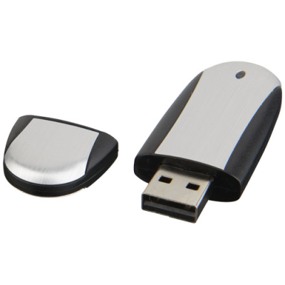 USB STICK OVAL in Solid Black & Silver