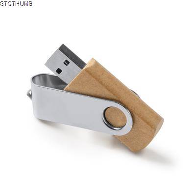 VIBO USB MEMORY STICK in Recycled Cardboard Card with Metal Swivel Clip