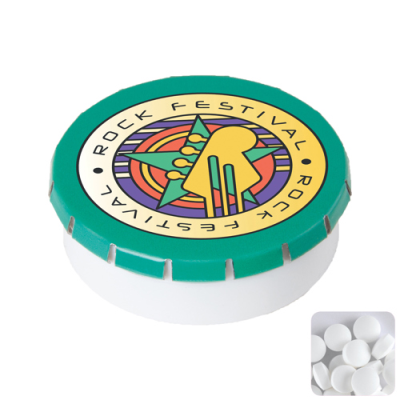 ROUND CLICK PLASTIC POT with Sugar Free Mints in Green