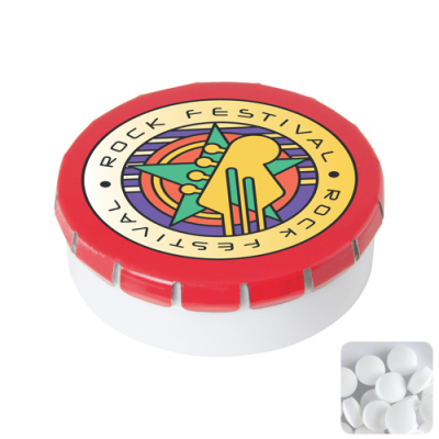 ROUND CLICK PLASTIC POT with Sugar Free Mints in Red