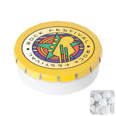 ROUND CLICK PLASTIC POT with Sugar Free Mints in Yellow