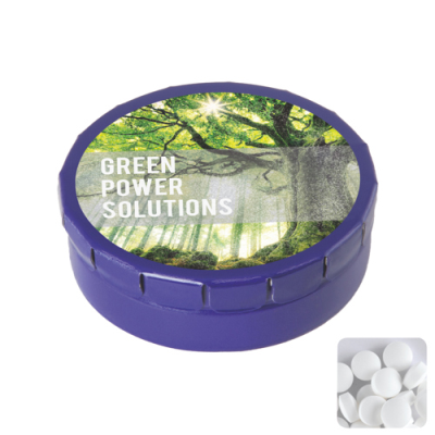 ROUND CLICK TIN with Dextrose Mints in Blue