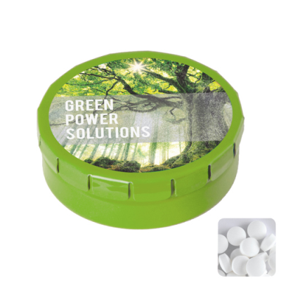 ROUND CLICK TIN with Dextrose Mints in Pale Green