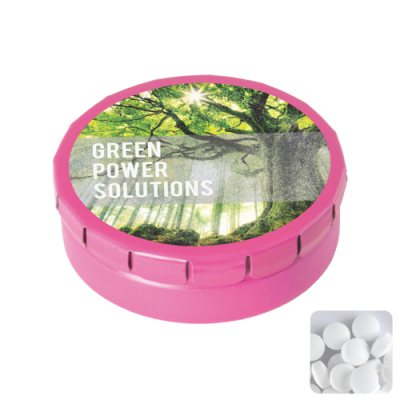 ROUND CLICK TIN with Dextrose Mints in Pink