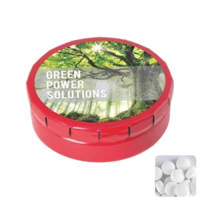 ROUND CLICK TIN with Dextrose Mints in Red