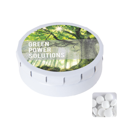 ROUND CLICK TIN with Dextrose Mints in White