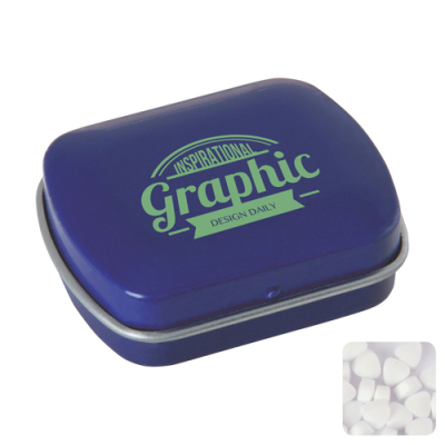 SMALL FLAT HINGED TIN with Sugar Free Mints in Blue