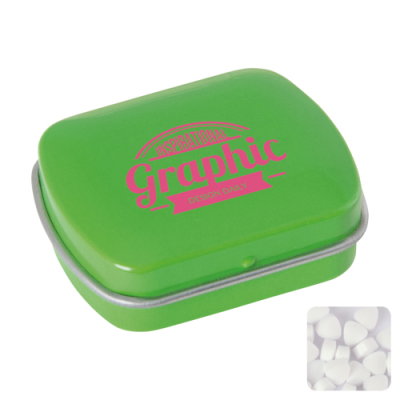 SMALL FLAT HINGED TIN with Sugar Free Mints in Pale Green