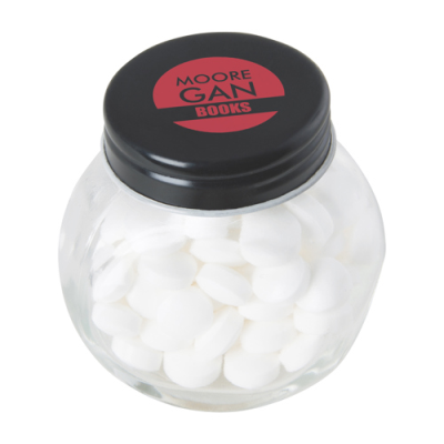 SMALL GLASS JAR with Mints with Dextrose Mints in Black