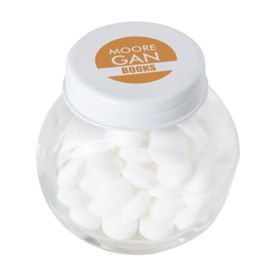 SMALL GLASS JAR with Mints with Dextrose Mints in White