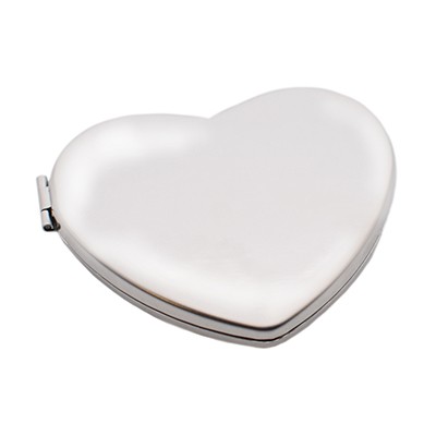 HEART SHAPE HANDBAG MIRROR SILVER FINISH