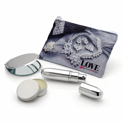 SILVER LOOK HAND HANDBAG SET, 3PC 