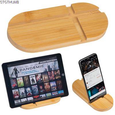 BAMBOO TABLET AND SMARTPHONE HOLDER in Beige