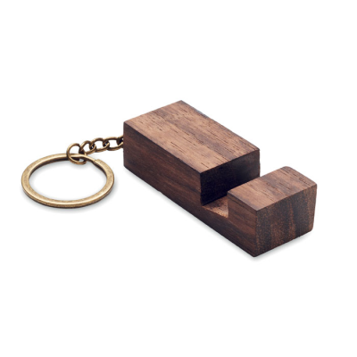 KEYRING with Phone Stand in Brown