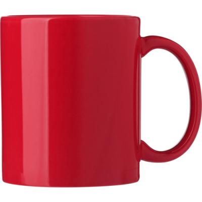 300ML CERAMIC POTTERY COLOUR MUG in Red