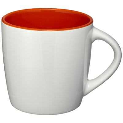 AZTEC 340 ML CERAMIC POTTERY MUG in White & Orange