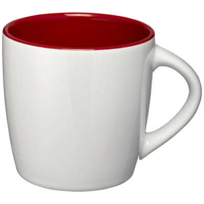 AZTEC 340 ML CERAMIC POTTERY MUG in White & Red