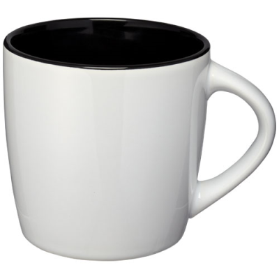 AZTEC 340 ML CERAMIC POTTERY MUG in White & Solid Black