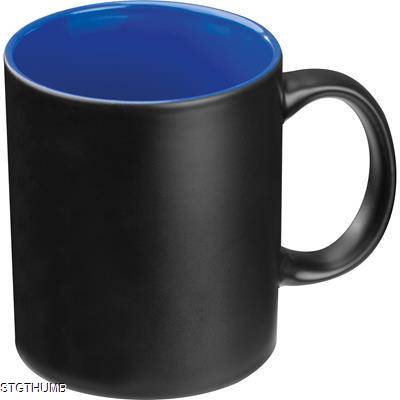 BLACK MUG with Colored Inside in Blue