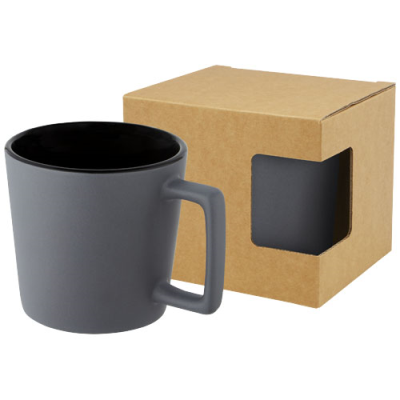 CALI 370 ML CERAMIC POTTERY MUG with Matt Finish in Solid Black & Matted Grey