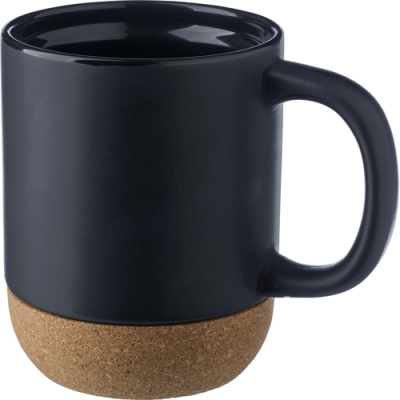 CERAMIC POTTERY AND CORK MUG (420ML) in Black