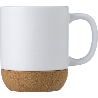 CERAMIC POTTERY AND CORK MUG (420ML) in White