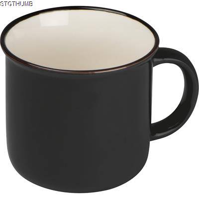 CERAMIC POTTERY CUP, 350ML in Black