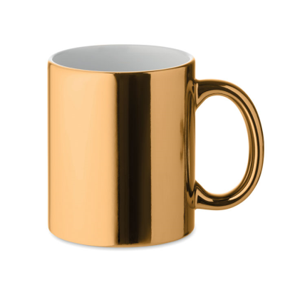 CERAMIC POTTERY MUG METALLIC 300 ML in Gold