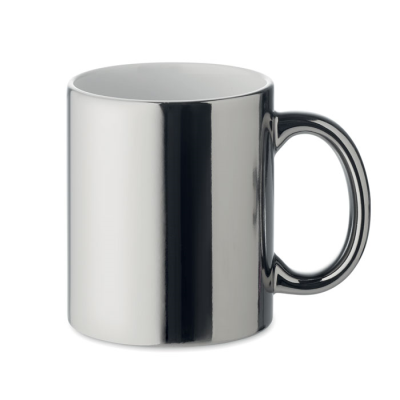 CERAMIC POTTERY MUG METALLIC 300 ML in Silver