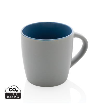 CERAMIC POTTERY MUG with Colour Inner 300Ml in Blue, Grey