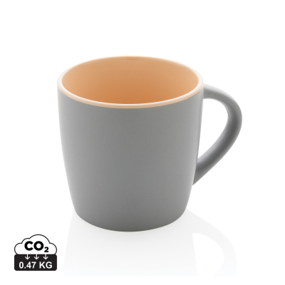 CERAMIC POTTERY MUG with Colour Inner 300Ml in Brown, Grey