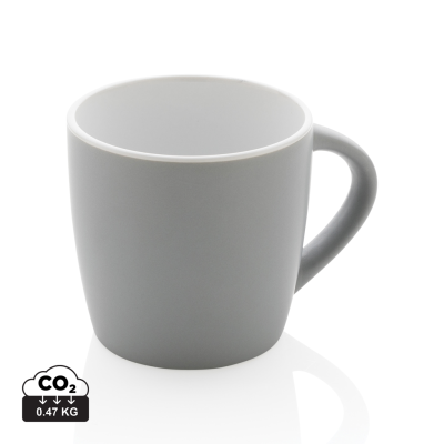 CERAMIC POTTERY MUG with Colour Inner 300Ml in Grey, White