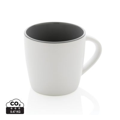 CERAMIC POTTERY MUG with Colour Inner 300Ml in White, Grey