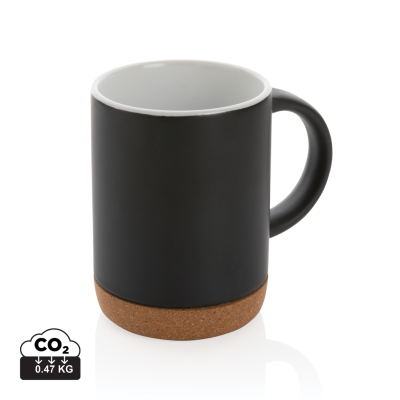 CERAMIC POTTERY MUG with Cork Base 280Ml in Black