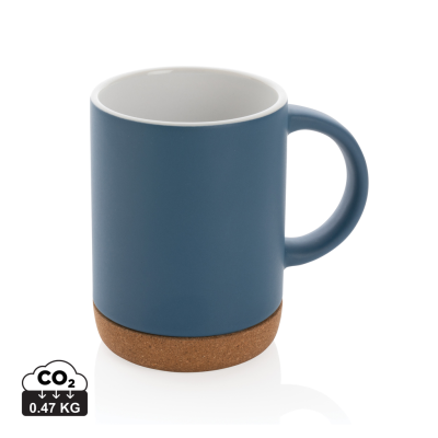 CERAMIC POTTERY MUG with Cork Base 280Ml in Blue