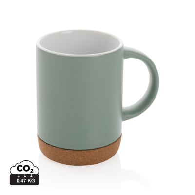 CERAMIC POTTERY MUG with Cork Base 280Ml in Green