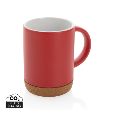 CERAMIC POTTERY MUG with Cork Base 280Ml in Red