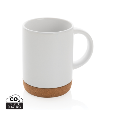 CERAMIC POTTERY MUG with Cork Base 280Ml in White