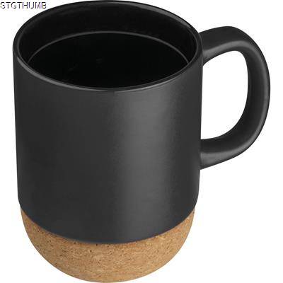 CERAMIC POTTERY MUG with Cork Ground in Black