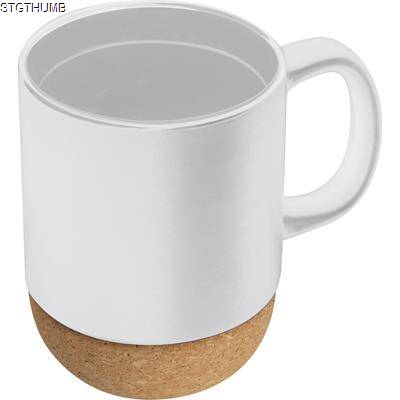 CERAMIC POTTERY MUG with Cork Ground in White