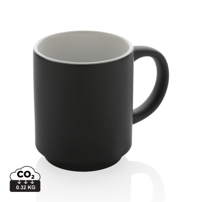 CERAMIC POTTERY STACKABLE MUG in Black