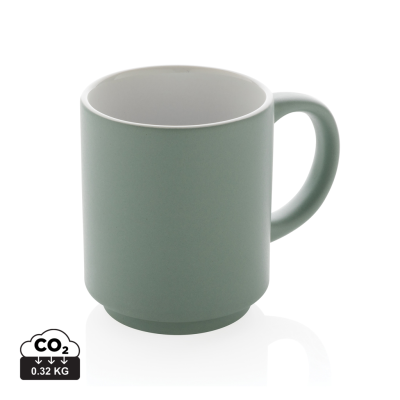 CERAMIC POTTERY STACKABLE MUG in Green