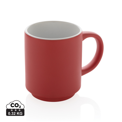 CERAMIC POTTERY STACKABLE MUG in Red