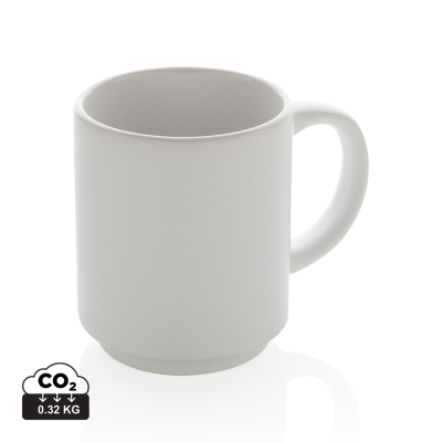 CERAMIC POTTERY STACKABLE MUG in White