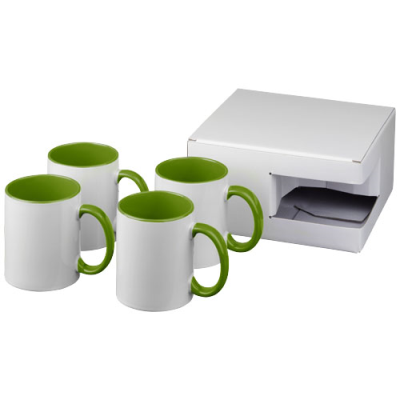 CERAMIC POTTERY SUBLIMATION MUG 4-PIECES GIFT SET in Lime