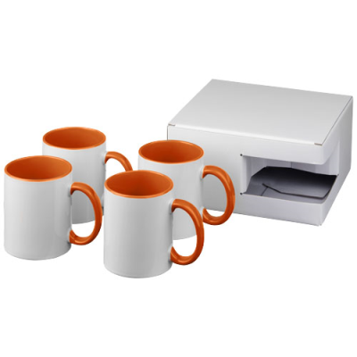 CERAMIC POTTERY SUBLIMATION MUG 4-PIECES GIFT SET in Orange