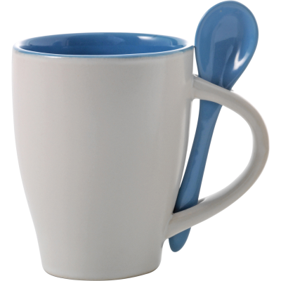 COFFEE MUG with Spoon (300Ml) in Light Blue