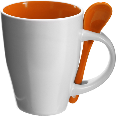 COFFEE MUG with Spoon (300Ml) in Orange