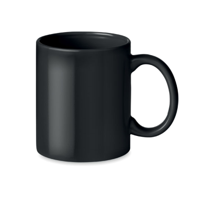 COLOUR CERAMIC POTTERY MUG 300ML in Black